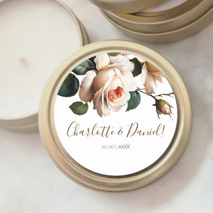 Gorgeous Blush Beige Oil Rose Wedding Classic Round Sticker