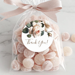 Gorgeous Blush Beige Oil Rose Wedding Thank You Classic Round Sticker