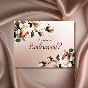 Gorgeous Blush Beige Rose Bridal Shower Bridesmaid Invitation