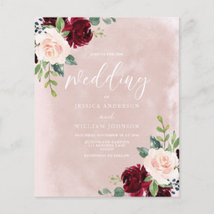 Gorgeous Blush Burgundy Budget Wedding Invitation