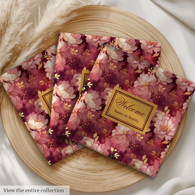 Gorgeous Blush Burgundy Gold Personalized Dinner  Napkin (Gorgeous Blush Burgundy Gold Personalized Dinner Paper Dinner Napkins)