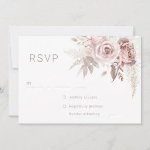 Gorgeous Blush Floral Wedding Digtial RSVP  Invitation