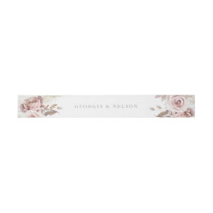 Gorgeous Blush Floral Wedding Invitation Belly Band