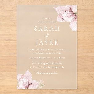 Gorgeous Blush Flower Petals Elegant Wedding Acrylic Invitations