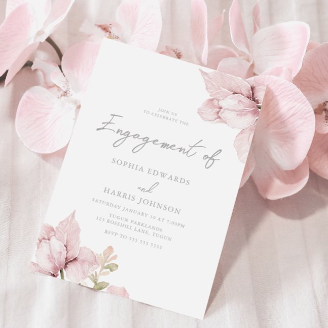 Gorgeous Blush Flowers Engagement Party Invitation (Creator Uploaded)