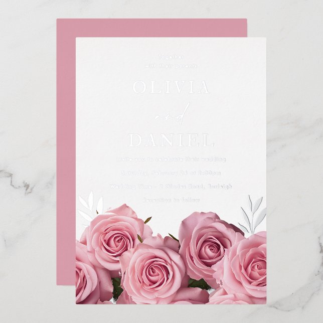 Gorgeous Blush Pink Roses Wedding Silver  (Front/Back)
