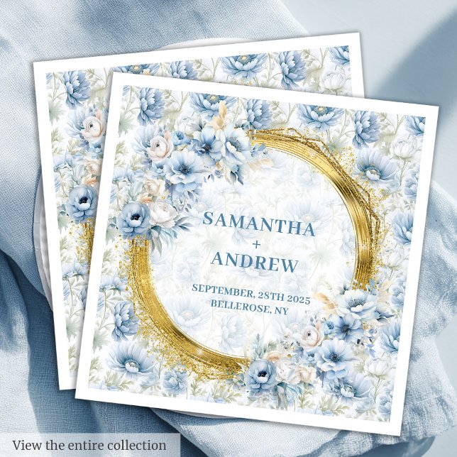 Gorgeous Boho Dusty Blue Gold Sparkles Wedding Nap Napkin (Gorgeous Boho Dusty Blue Gold Sparkles Wedding Nap Paper Dinner Napkins)