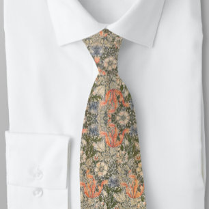 Gorgeous Botanticals Floral Grey Orange Olive     Tie