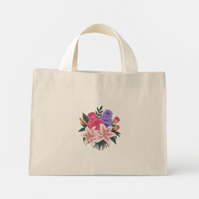Gorgeous Bouquet Mini Tote Bag (Back)