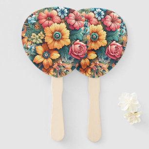 Gorgeous Bouquet of Flowers Hand Fan