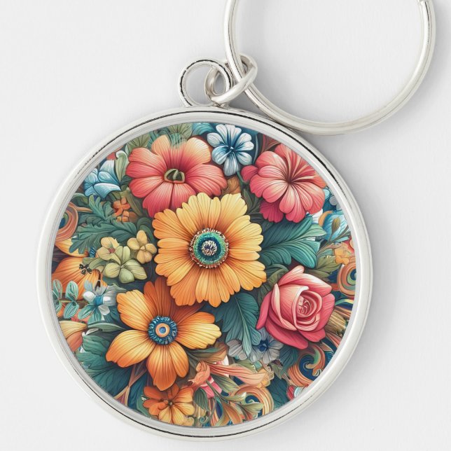 Gorgeous Bouquet of Flowers Keychain (Front)