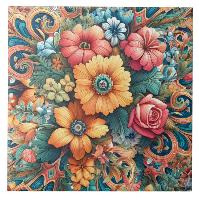 Gorgeous Bouquet of Flowers Tile (Front)