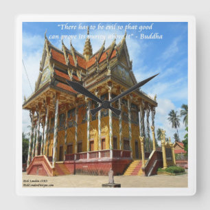 Gorgeous Buddhist Temple & Proverb Wall Clock