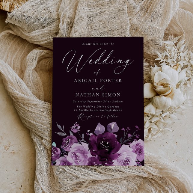 Gorgeous Burgundy Wine & Mauve Elegant Wedding Invitation (Creator Uploaded)