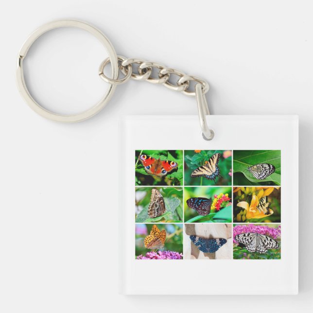 Gorgeous Butterflies Collage, 9 Photos Keychain (Front)