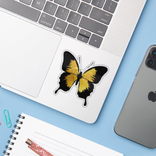 GORGEOUS BUTTERFLY SHINY YELLOW GOLD BLACK CONTOUR