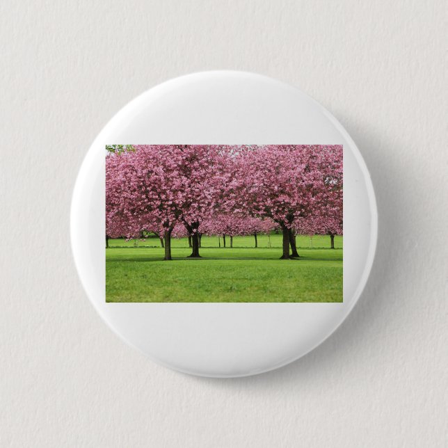 GORGEOUS CHERRY FLORAL 2 INCH ROUND BUTTON (Front)