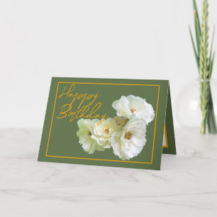 Gorgeous Chic White Rose Floral Bouquet Birthday Card