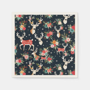Gorgeous Christmas Reindeer Floral Napkin