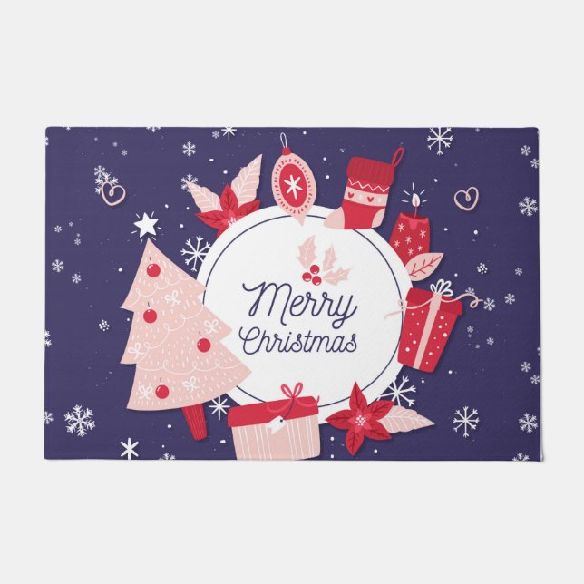 Gorgeous Christmas Snowflakes Doormat (Front)