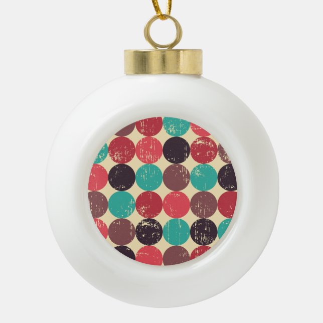 Gorgeous Circle Pattern Wallpaper Ceramic Ball Christmas Ornament (Front)