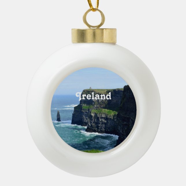 Gorgeous Cliffs of Moher Ceramic Ball Christmas Ornament (Front)