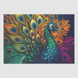 Gorgeous Colorful Peacock, Art Deco Style Tissue Paper