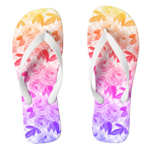 Gorgeous coloured roses flip flops