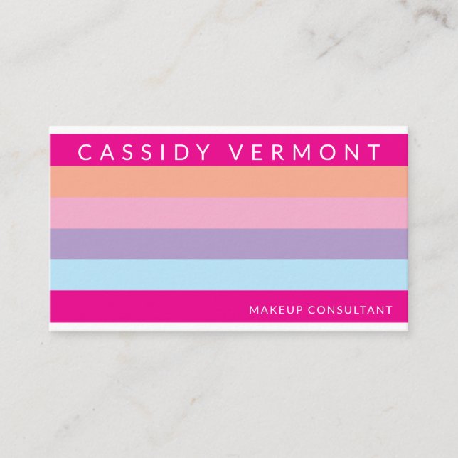 Gorgeous Colourful Makeup Hair Professional  Business Card (Front)