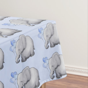 Gorgeous Cute Blue Elephants Baby Boy Nursery Tablecloth