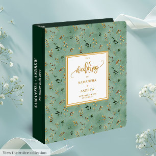 Gorgeous Deep Green Gold Greenery Wedding Album Binder