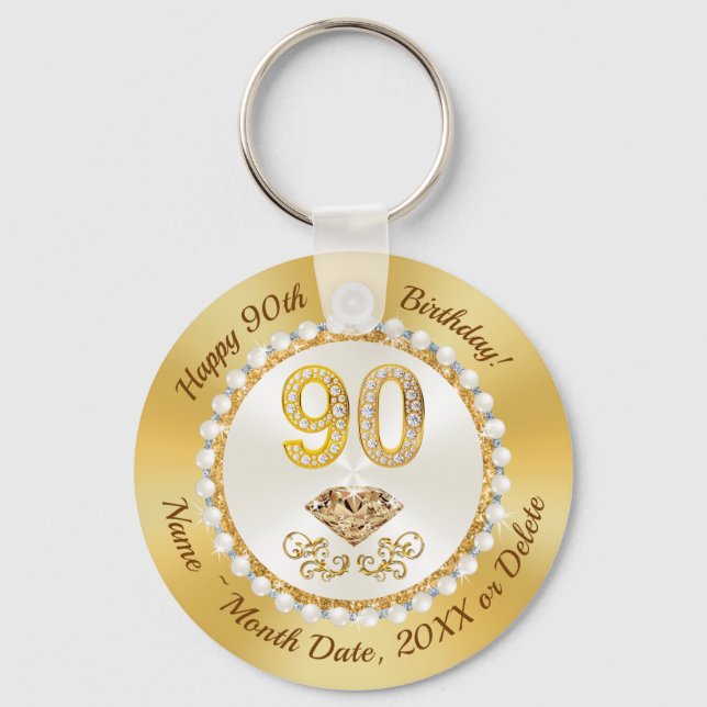 Gorgeous Diamond, 90th Birthday Party Favours, 90t Keychain (Front)