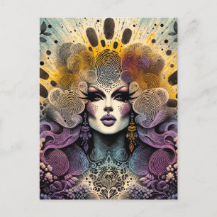 Gorgeous Drag Queen Fingerprints Postcard
