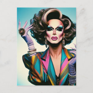 Gorgeous Drag Queen in a Colourful Jacket Postcard