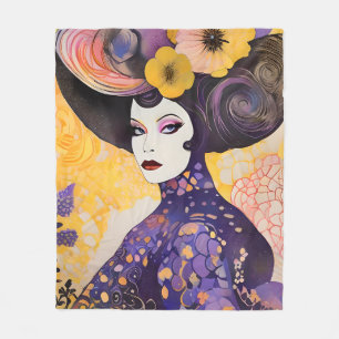 Gorgeous Drag Queen Klimt Style Fleece Blanket