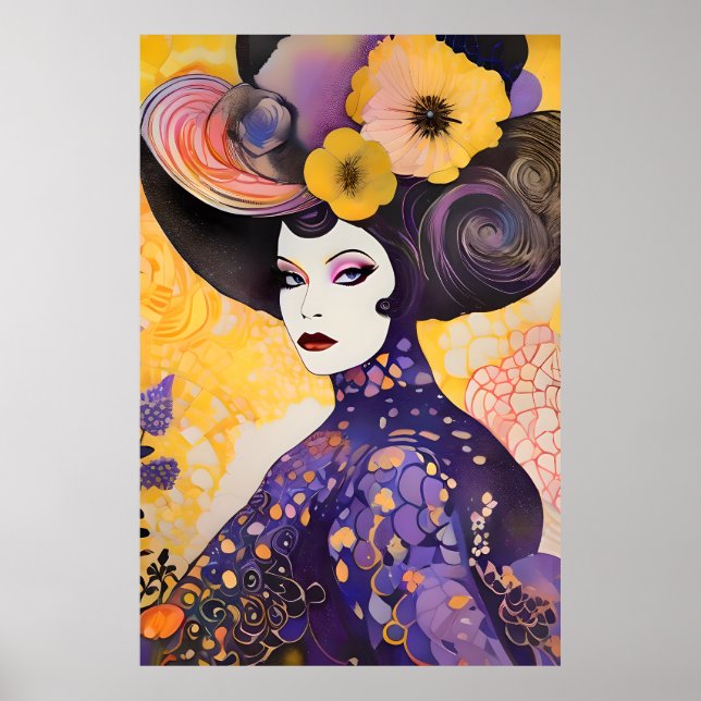Gorgeous Drag Queen Klimt Style Poster (Front)