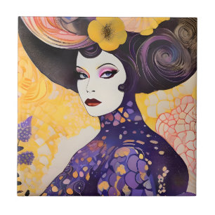 Gorgeous Drag Queen Klimt Style Tile