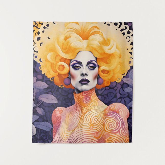 Gorgeous Drag Queen Red Hair Tapestry (Front)