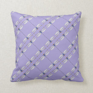Gorgeous Dragonflies Repeated Pattern on Purple Throw Pillow