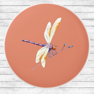 Gorgeous Dragonfly on Branch on Terra Cotta Ceramic Knob
