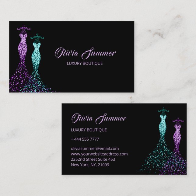 Gorgeous Dresses Luxury Boutique  Business Card (Front/Back)