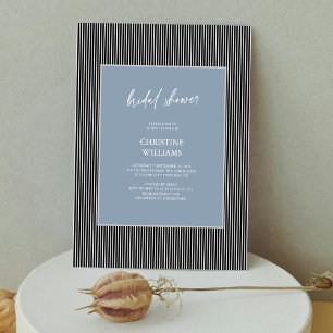 Gorgeous Dusty Blue: Modern Stripes Bridal Shower Invitation