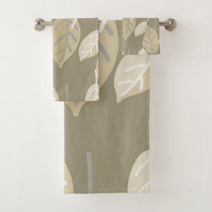 Gorgeous Earth Tone Taupe Leaves Bath Towel Set