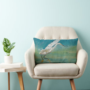 Gorgeous Egret Art Lumbar Pillow