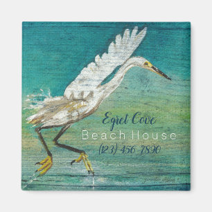 Gorgeous Egret Shorebird Beach House Art Magnet