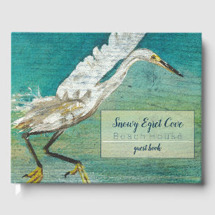 Gorgeous Egret Shorebird Beach House Guest Book