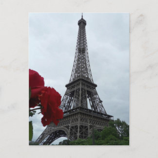 Gorgeous Eiffel Tower Post Card Red Roses