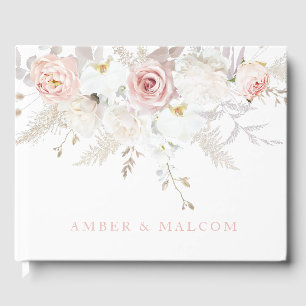 Gorgeous Elegance: Blush & White Floral Wedding Guest Book