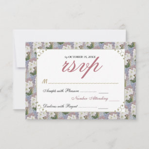 GORGEOUS ELEGANT WHITE AMARYLLIS FLOWER RSVP CARD