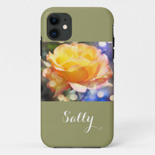 Gorgeous, elegant yellow rose flower, with name iPhone 11 case